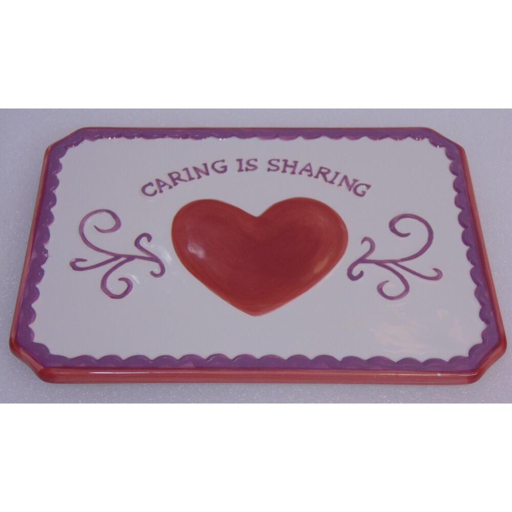 Temp-tations Serving Tray Heart Love Ovenware Caring is Sharing Plate Temptation